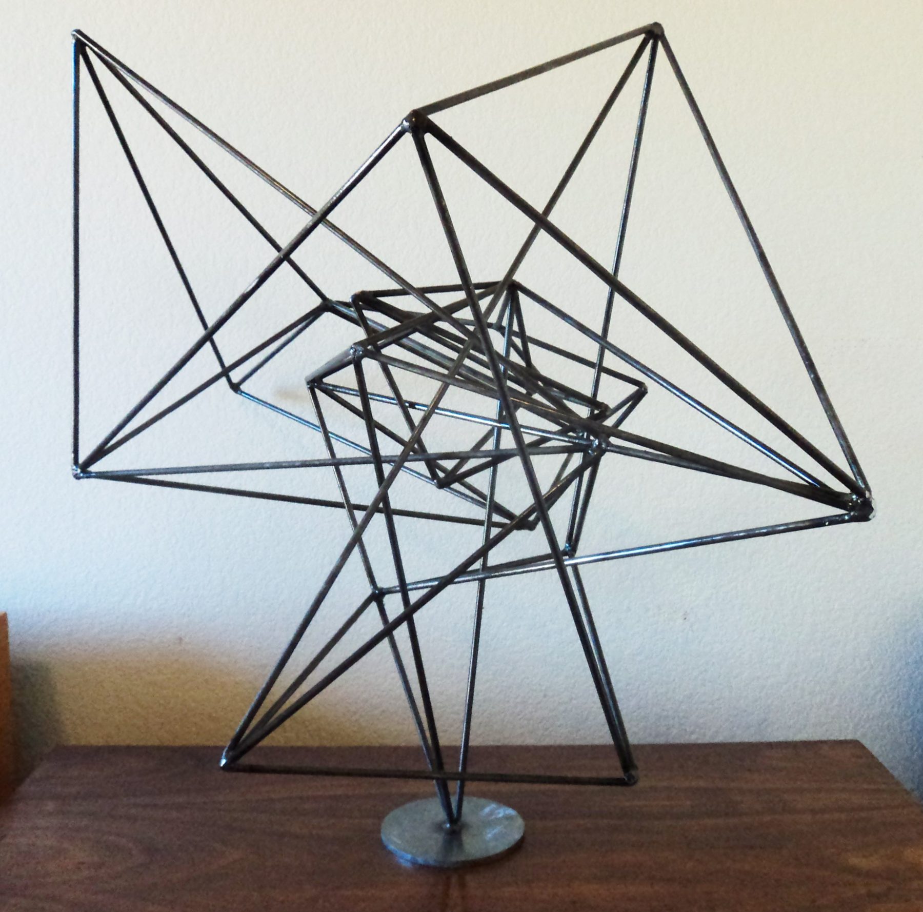 Modern geometric welded metal wall sculpture