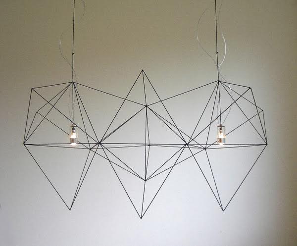Custom welded metal sculptural lamp by Corey Ellis