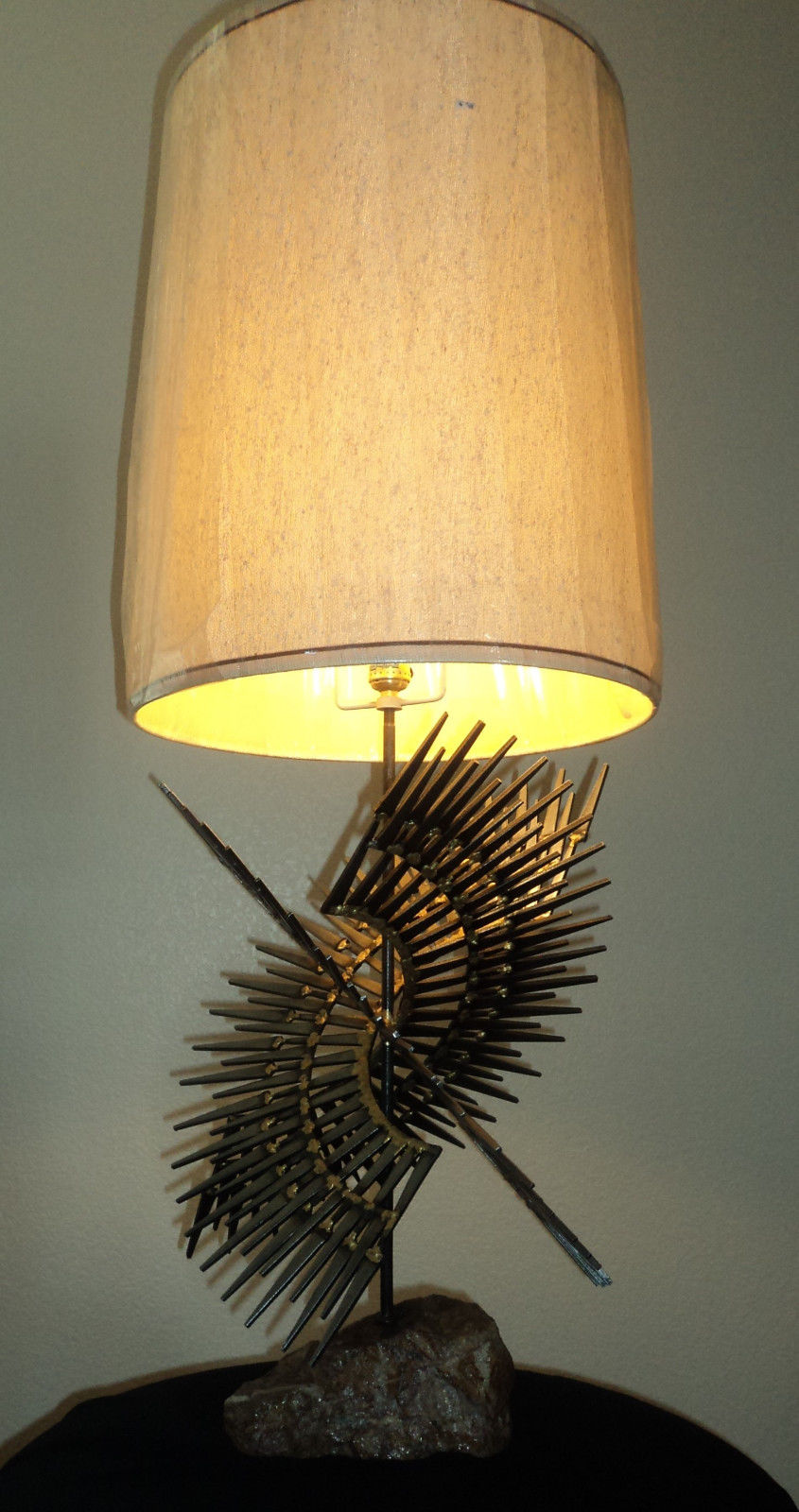 Custom welded metal sculptural lamp by Corey Ellis