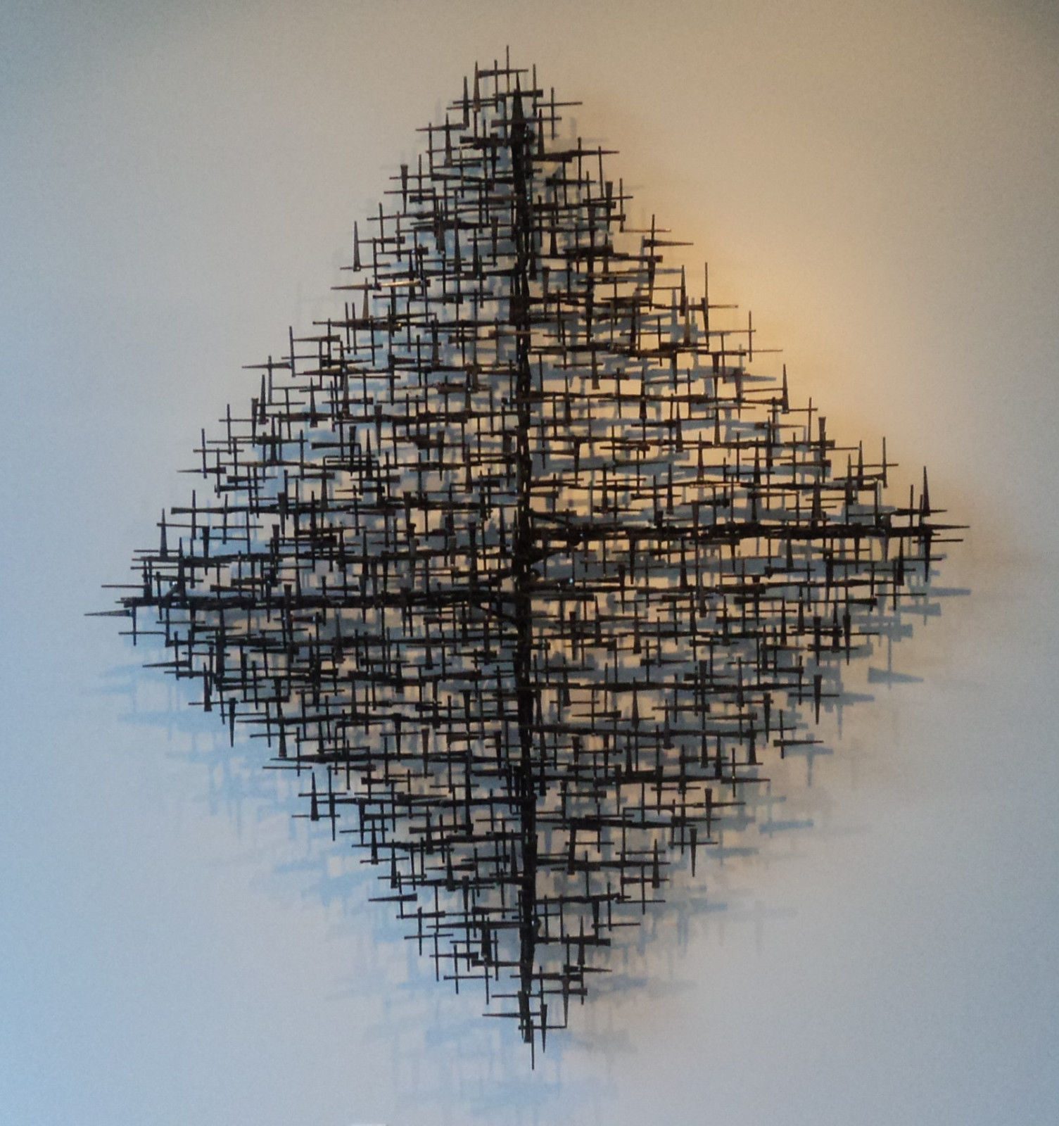 Beverly Hills Mid-century modern brass and steel wall sculpture inspired by Beverly Hills design