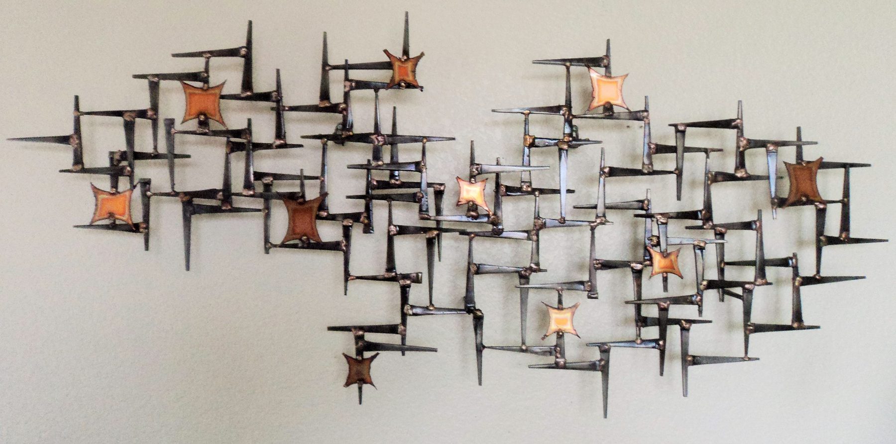 Mid-century welded metal wall sculpture