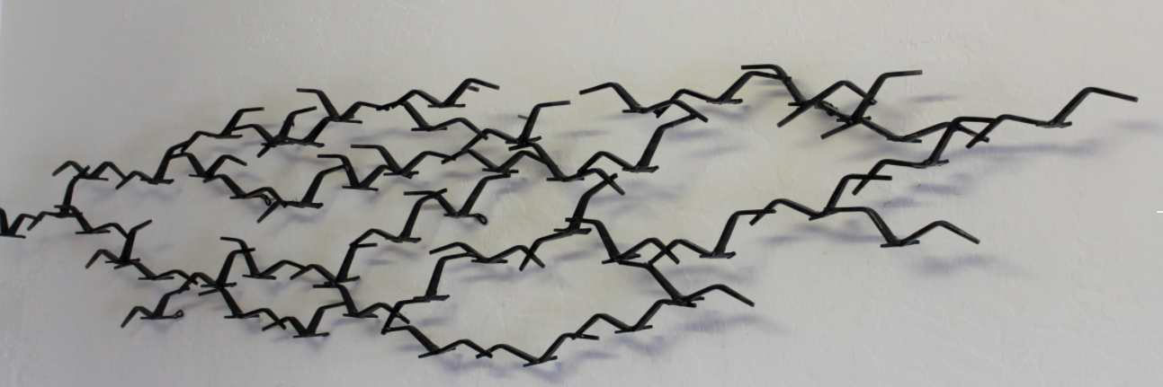 Row of stylized metal birds - modern wall sculpture by Corey Ellis